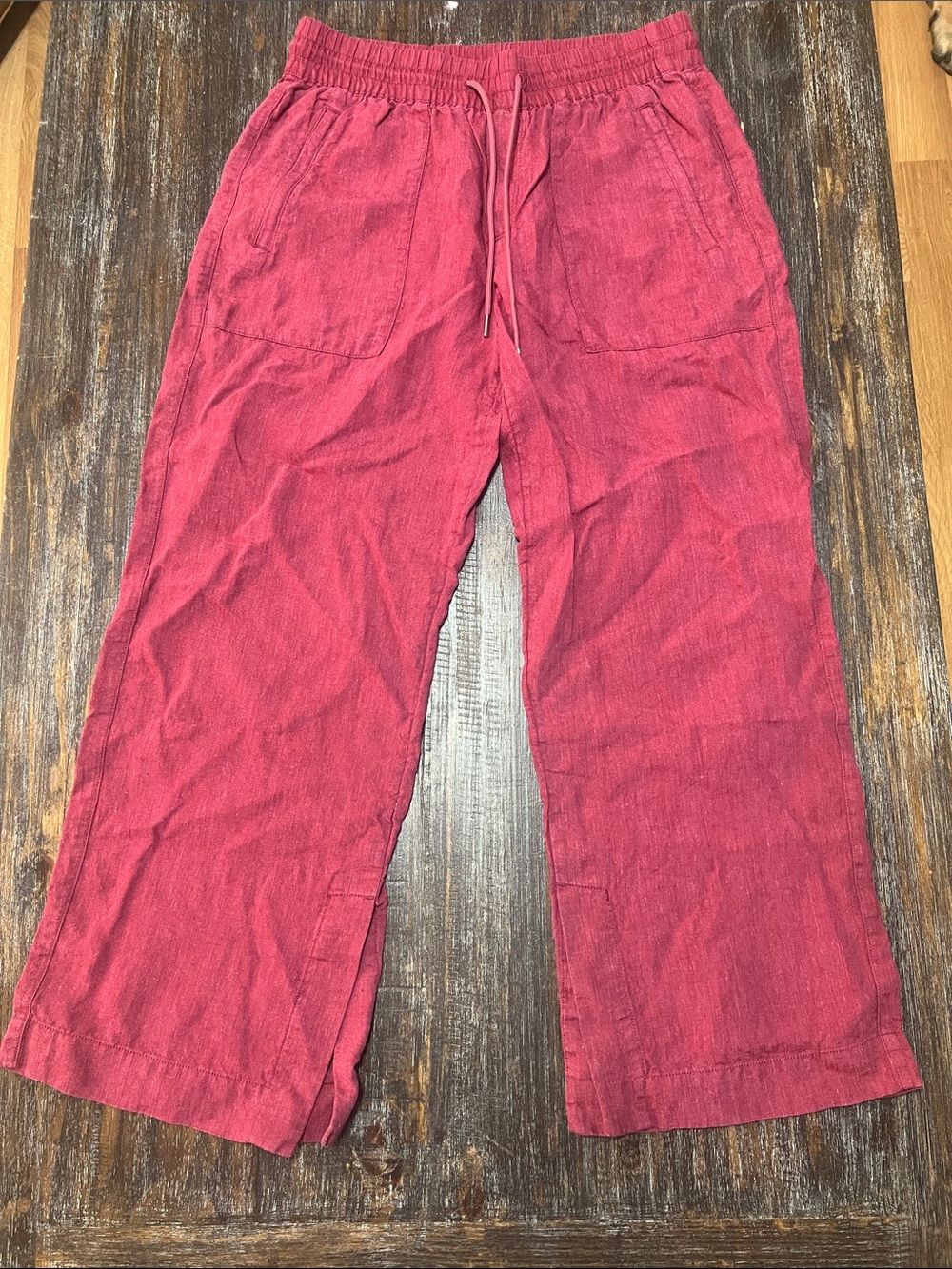 Athleta Women's Linen Drawstring Pants - Maroon